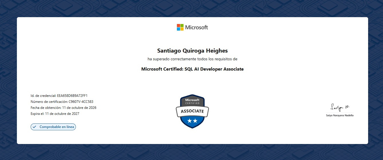 Certificación de Santiago Quiroga Heighes